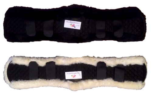 Contoured lambskin girth covers