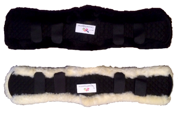 Contoured lambskin girth covers
