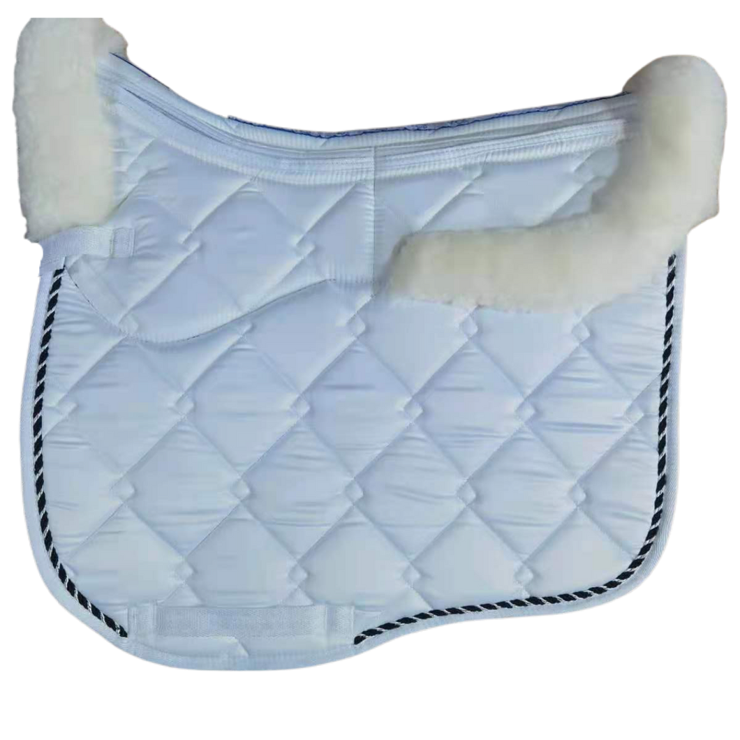 Full rolled edge lambskin dressage square